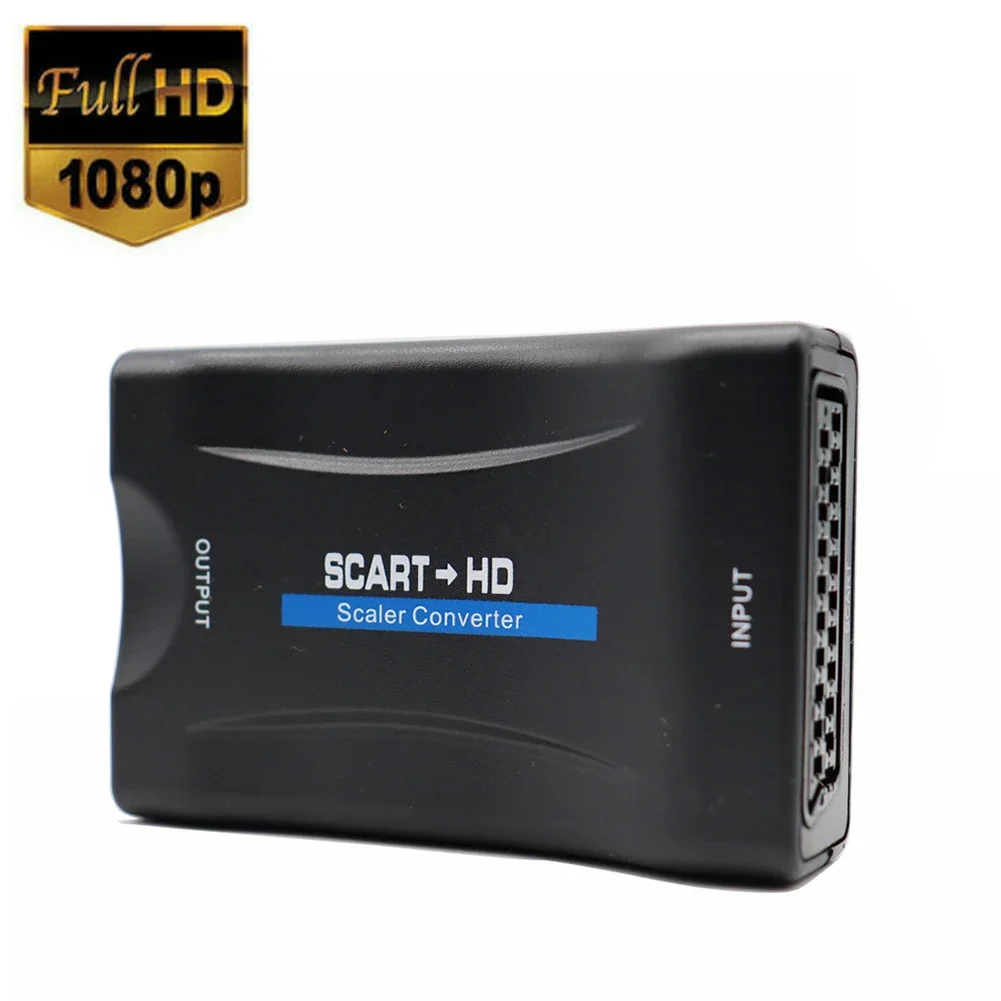 1080P SCART HDMI-compatible Video Audio Converter with USB Cable For HDMI Sky Box DVD Television Signal Upscale Converter