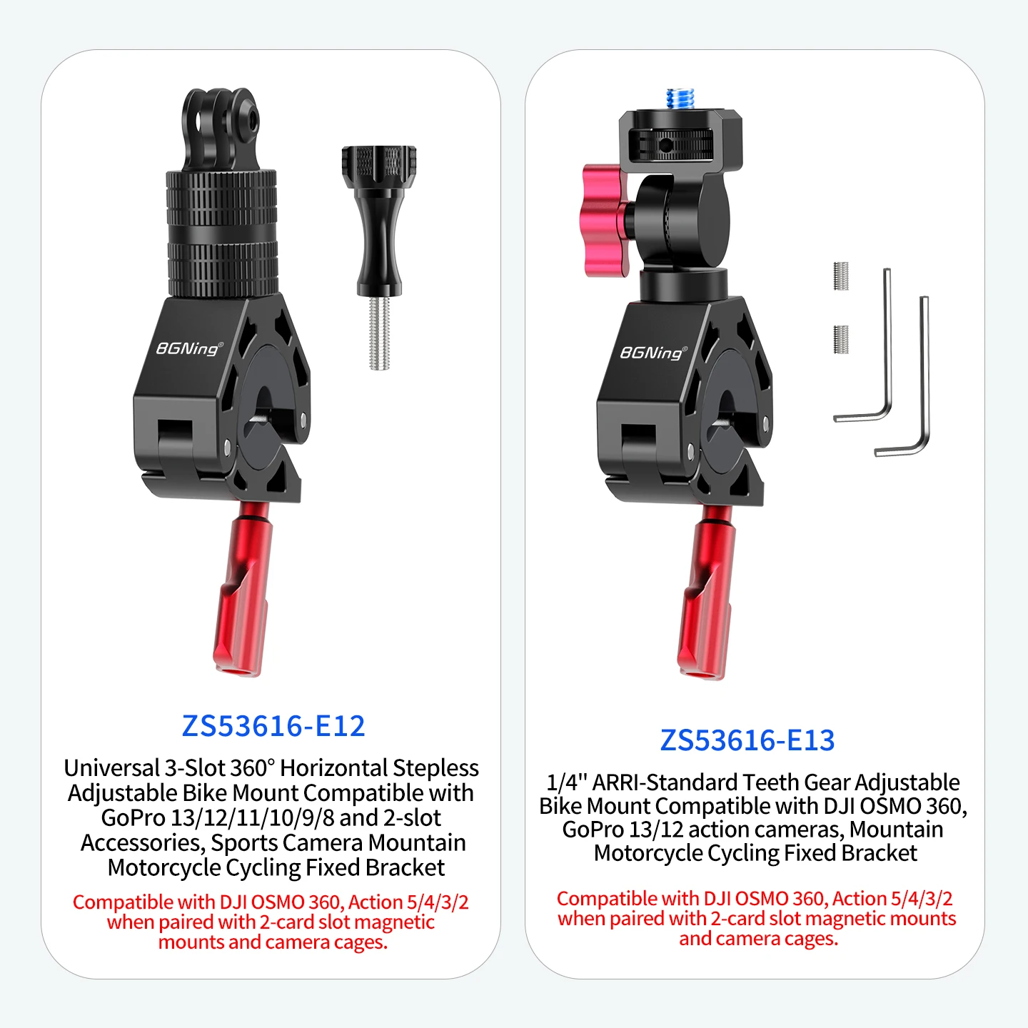 Magnetische Schnellspann-Fahrradhalterung 360 ° Dämpfung für Insta360 GO 3 3S Ace Pro 2 X6 für DJI OSMO Action 5 GoPro Hero Kamera-Klemme – Detail 22