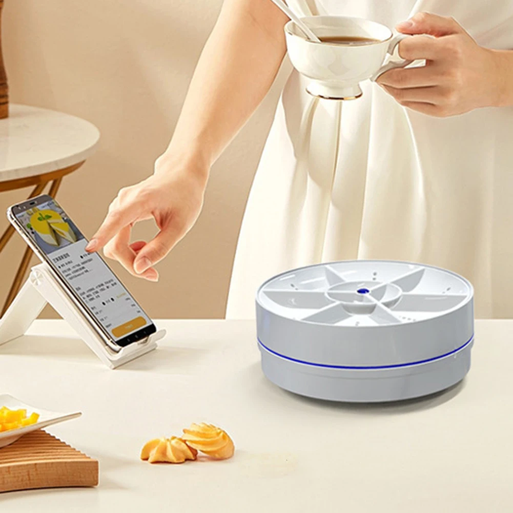 غسالة أطباق محمولة صغيرة تعمل بالموجات فوق الصوتية مزودة بـ USB لاسلكية لغسيل أطباق الفواكه والخضروات غسالة أطباق كهربائية للمطبخ والمنزل منظف لغسيل الأطباق