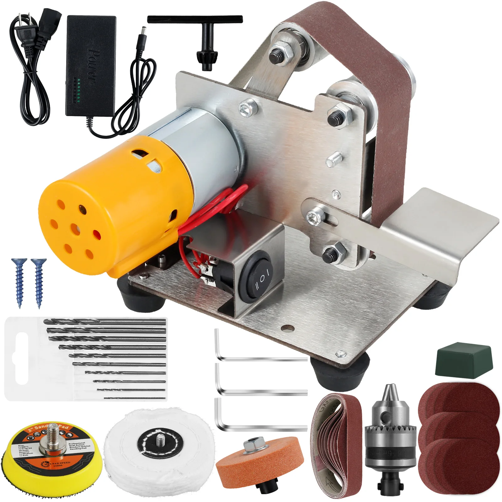 Mini Electric Belt Sander DIY Fine Polishing Metal Jewelry Wood Cutter Edges Sharpener Multifunctional Grinder Power Home Tool