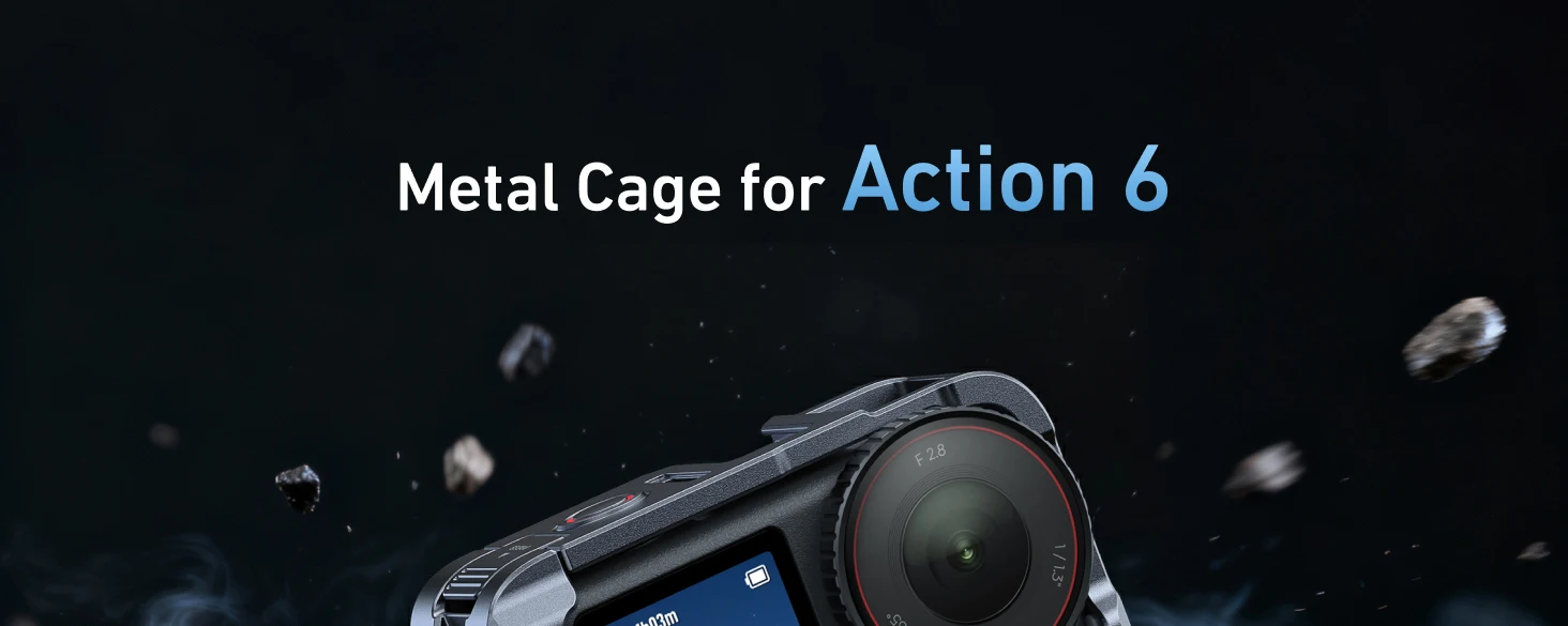 TELESIN Aluminiumlegierung Schutzgehäuse mit Dual Cold Shoe Adapter für DJI OSMO Action Kamera Metall Rabbit Cage Zubehör 6 – Detail 1