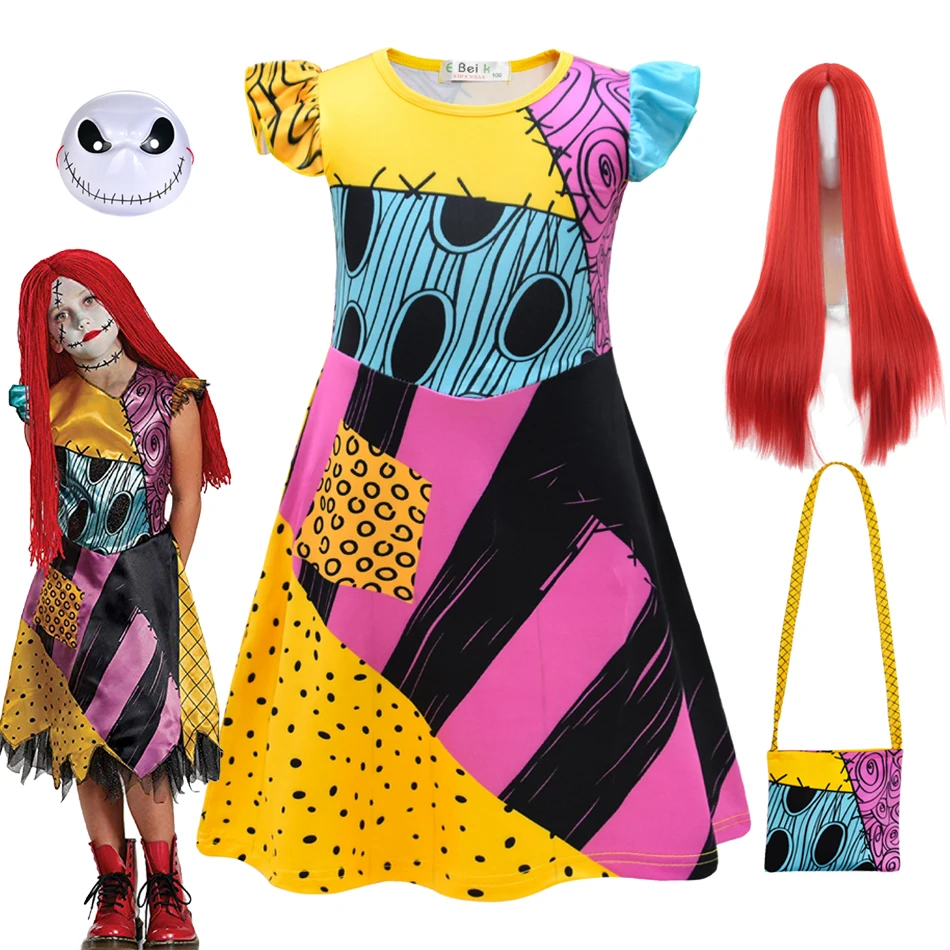 

Children Nightmare Halloween Cosplay Girls Dress Party Horro Sally Before Christmas Costume Dresses Gothic Clothes