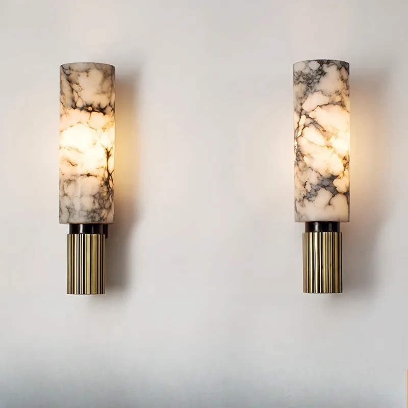 

Light Luxury All Copper Marble Wall Lamps Living Dining Room Background LED Wall Sconces Cafe Loft Headboard High-end Decoration