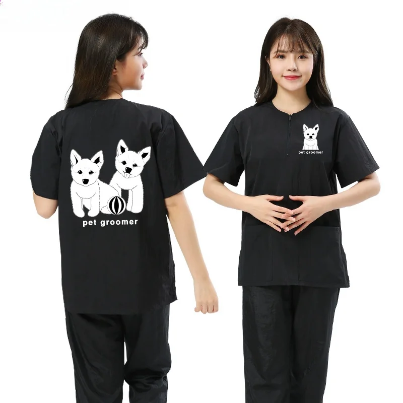 Pet Shop Beleza Roupas de Trabalho, Manga Curta, Gato e Cachorro Corte de Cabelo, Banho, Anti Cabelo, Impermeável, Cabelo Antiaderente