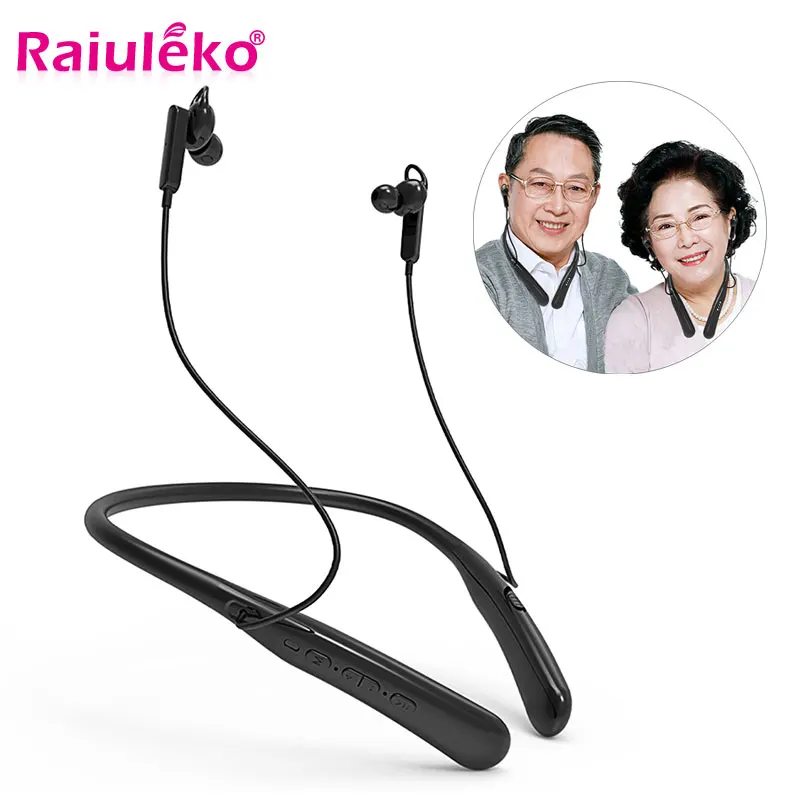 

High Quality Neckband Hearing Aids Wireless Bluetooth Deafness Sound Amplifier Low Noise Elderly Deaf 3D Memory Silicone Headset