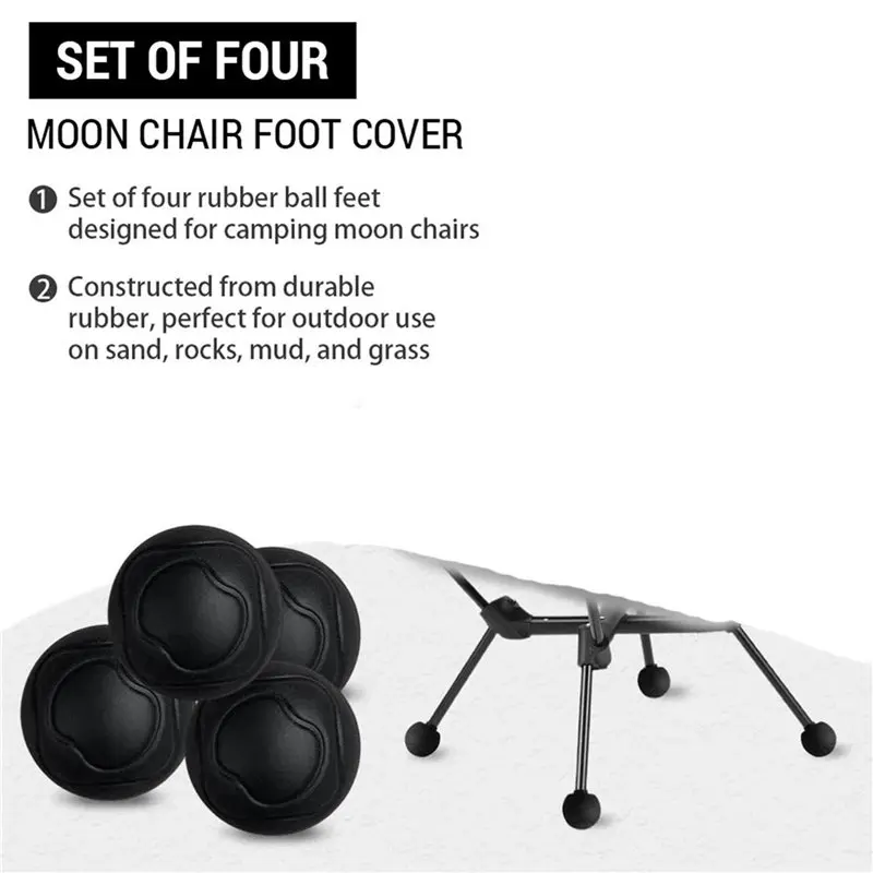 8PCS Moon Chair Foot Cover Outdoor Chair Foot Protectors Stabilizing Rubber Ball Feet Pad Camping Part Black