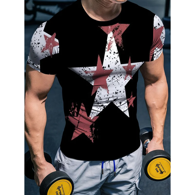 Men's High-Elasticity Fitness Short Sleeve ShirtTShirt3DPrinted running training casual breathable fitness apparel