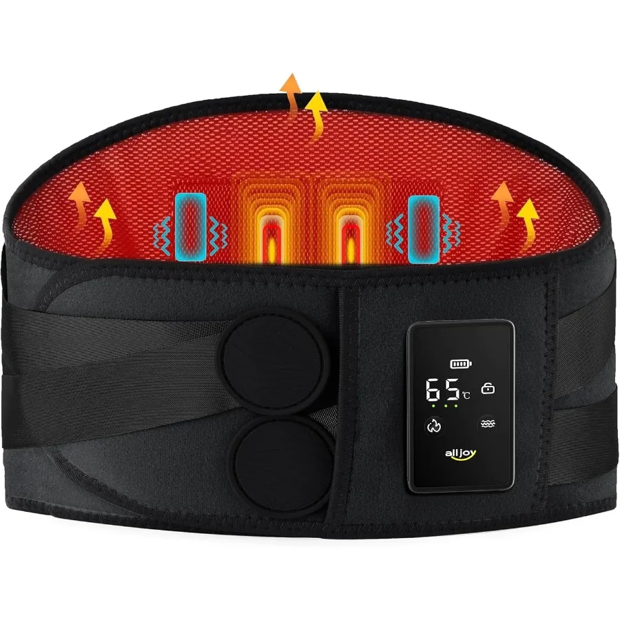 

67 Cordless Heating Pad for Back Pain Relief: Portable Lower Back Massager with 3 Heat Settings and 5 Vibration Modes Wireless