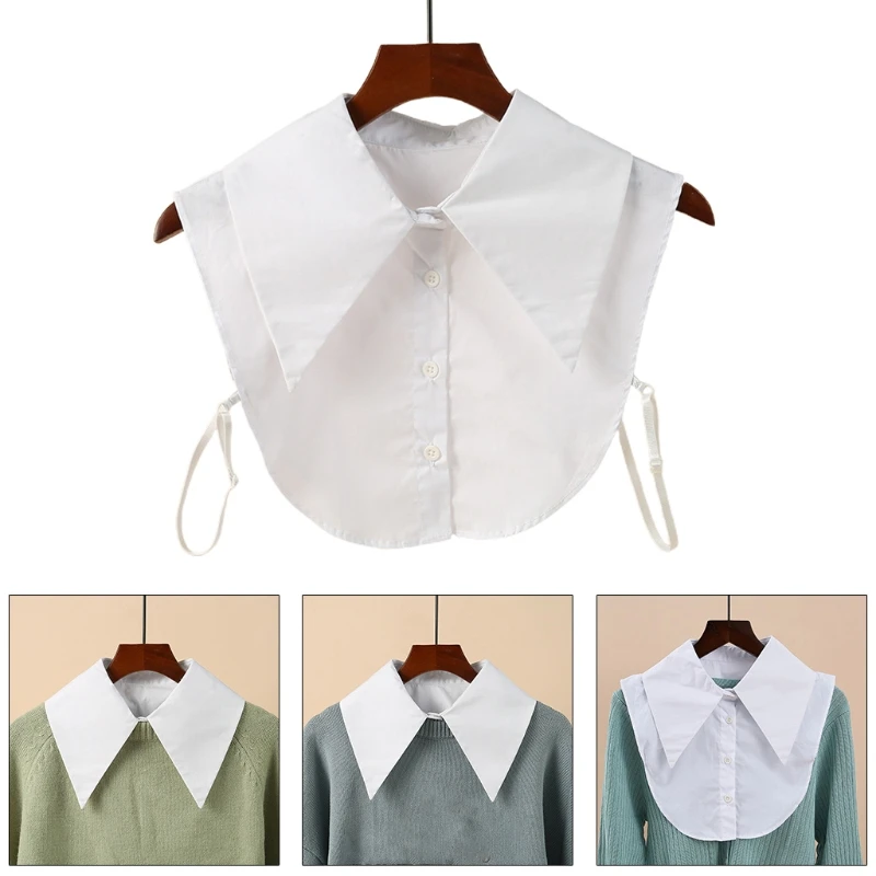 Preppy สไตล์ครึ่งเสื้อสำหรับหญิงสาวที่ถอดออกได้ Dickey เสื้อ Pointed Lapel ปลอม Faux COLLAR Layering TOP