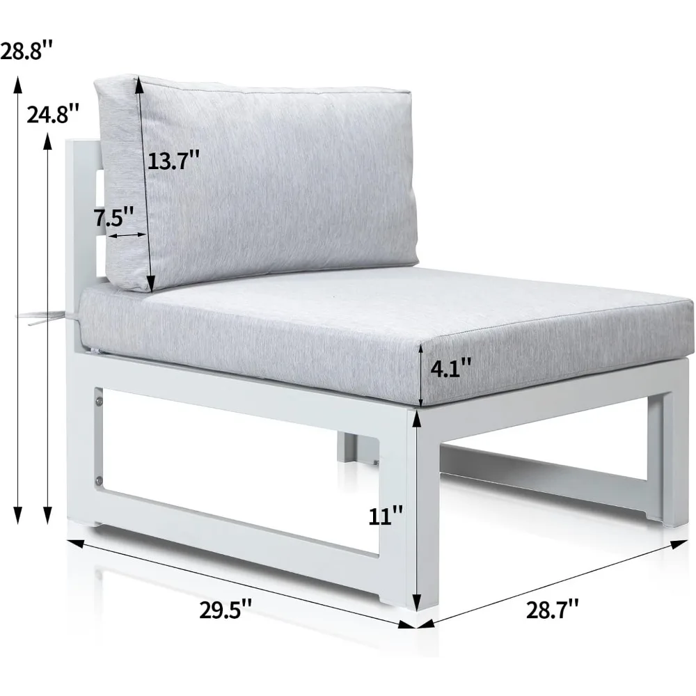 Canapés modulaires modernes en aluminium, mobilier d'extérieur, tous temps