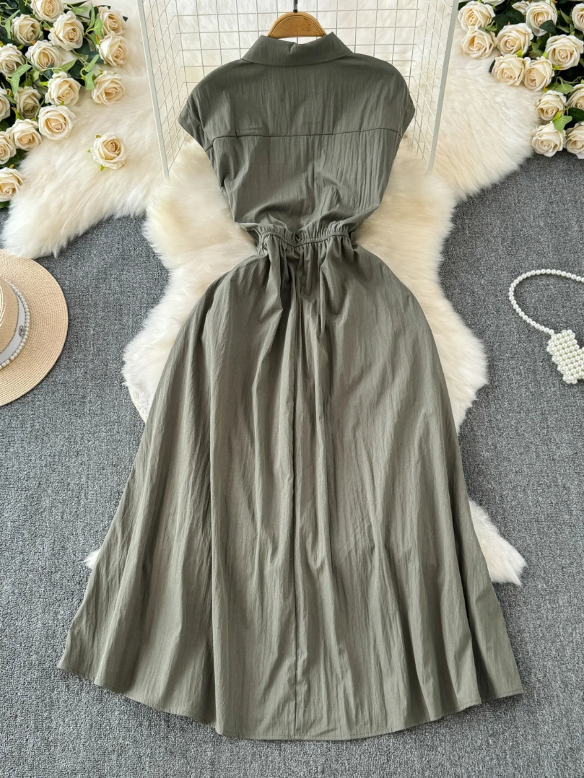 Spódnica damska Hebe Sle, krój A, zapinana na guziki w talii, długa, letnia, elegancka, dojrzała, zapinana na jeden guzik.