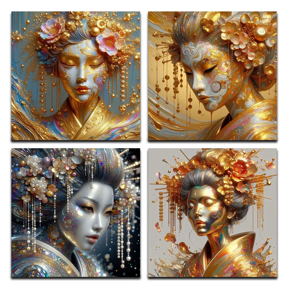 2025 Diamond Painting Art DIY Japanese Geisha Diamond Mosaic Kit 5D Square and Round Rhinestone Gem Cross Stitch Home Decoration