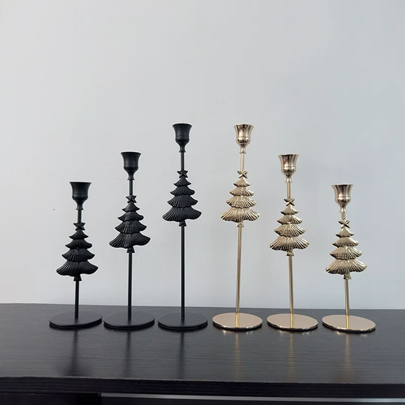 Christmas Ornament Christmas Candle Holder Household Creative Ornament Candle Light Dinner Table Arrangement  Candle Holders