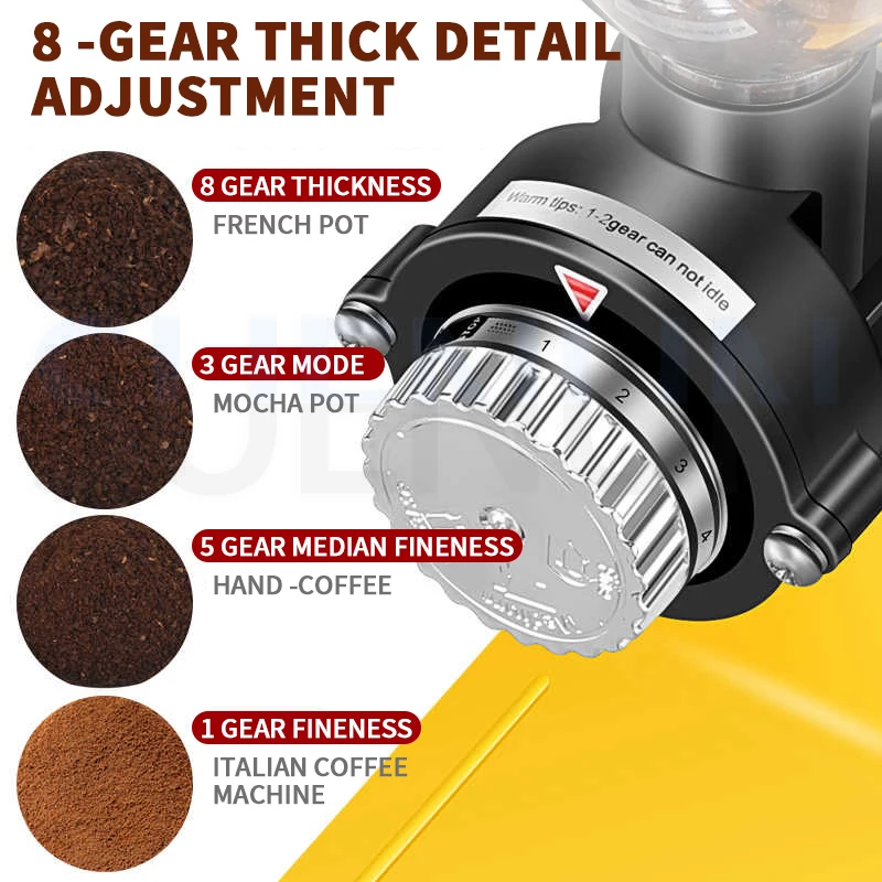 Moedor de grãos de café elétrico moedor de mão pequeno estilo águia voadora moedor de rebarbas planas espessura ajustável