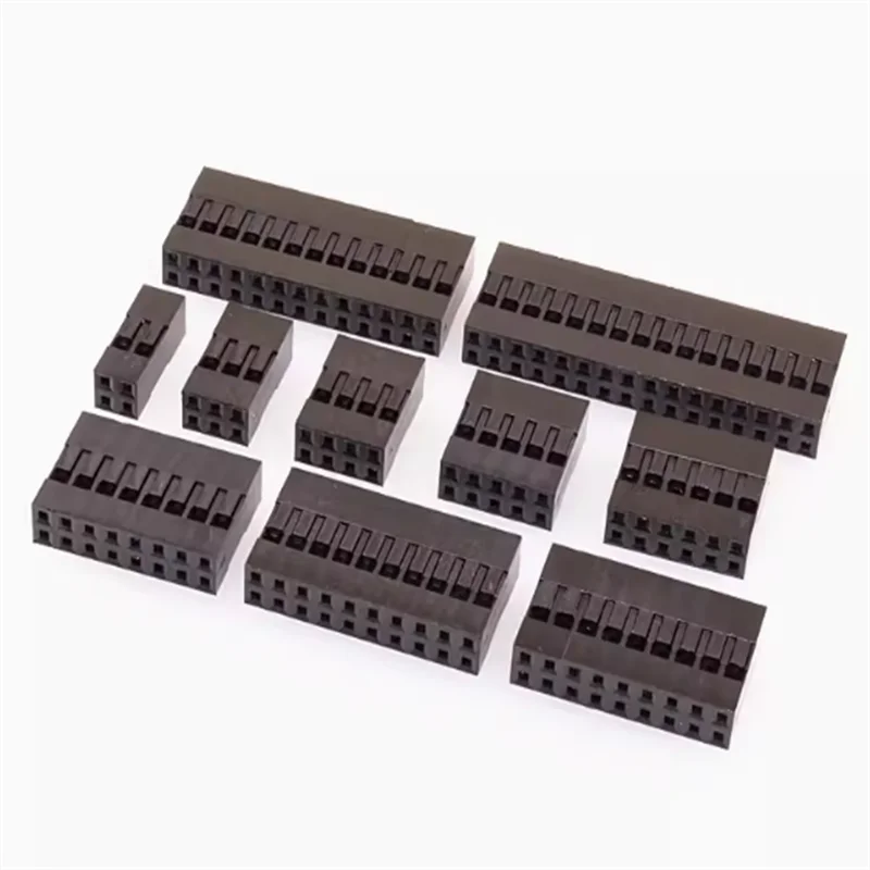 100PCS Double-row Dupont rubber shell 2.54mm Dupont cable plug 1/2/3/4/5/6/7-10P Dupont shell