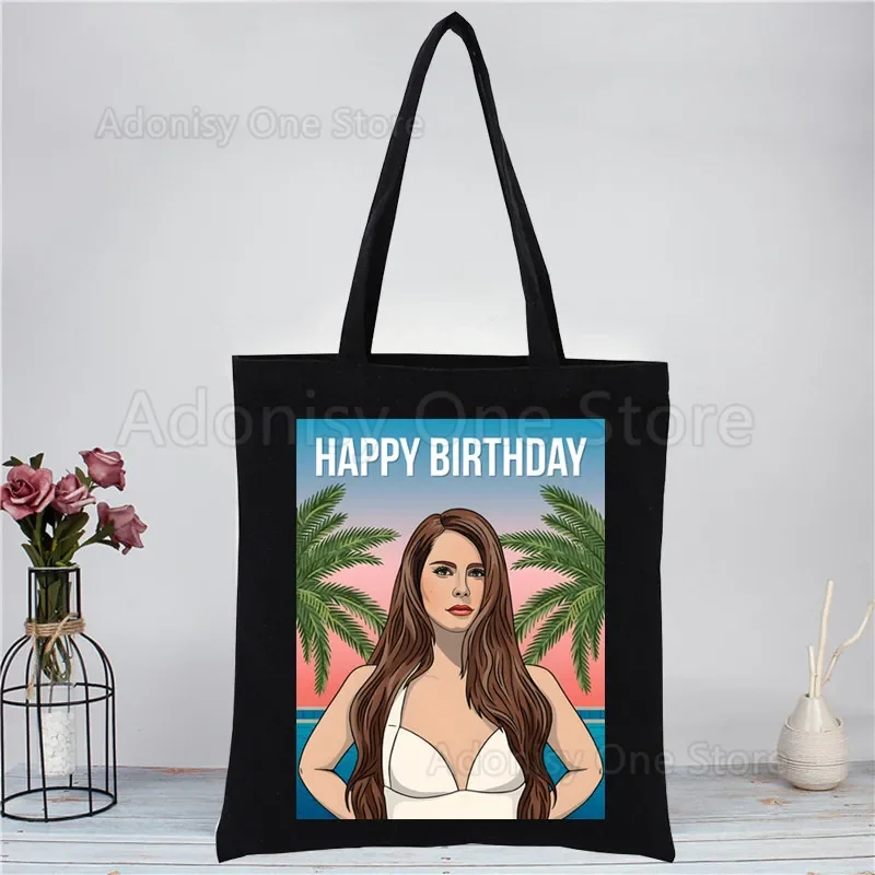 Lana Del Rey Shopping Bags Canvas Tote Bag Shoulder Bags Eco Friendly Reusable Cute School Tote Bag