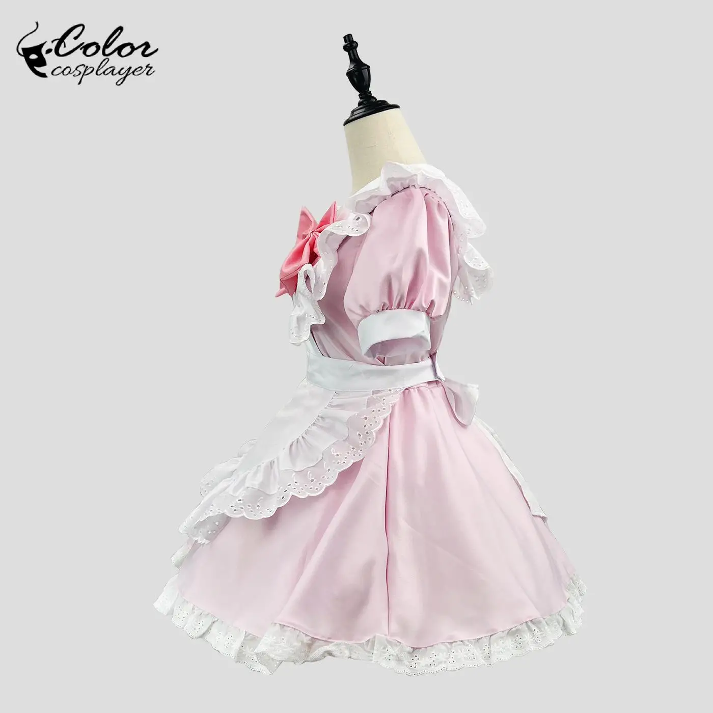 Color Cosplayer Pink Lolita Dress Suit Purple Bow Maid Dress Up Coffee Servant Uniform Anime Cosplay Costume Adult Clothing