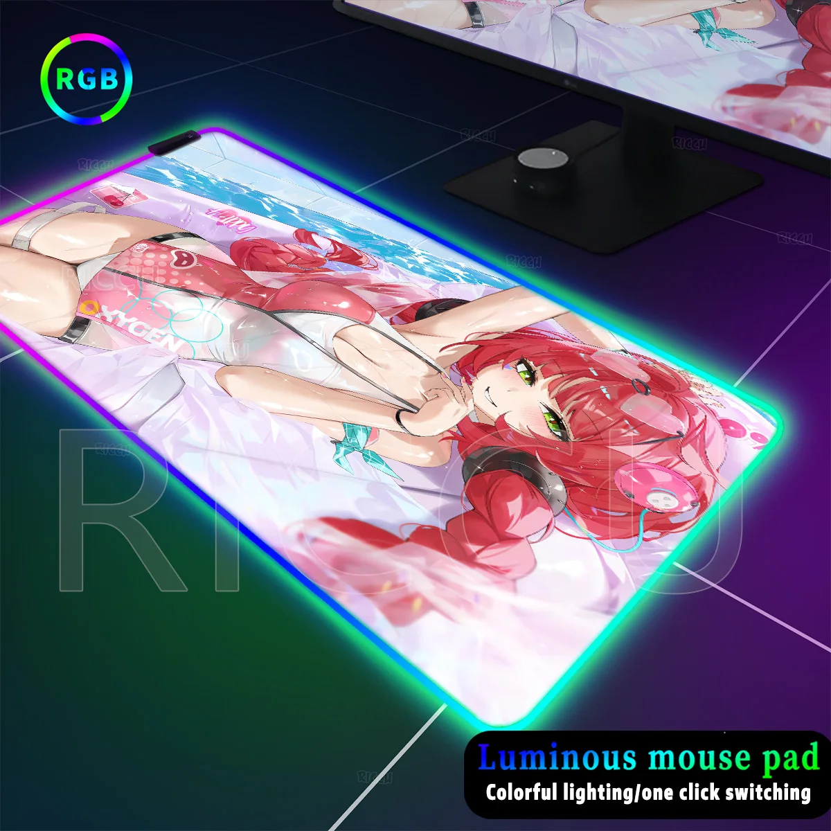 

XXL New Role Cute ZZZ Yuzuha RGB Luminous LED Large Anime Zenless Zone Zero Mouse Pad Gamer Anti-Slip Gaming Accessories DeskMat