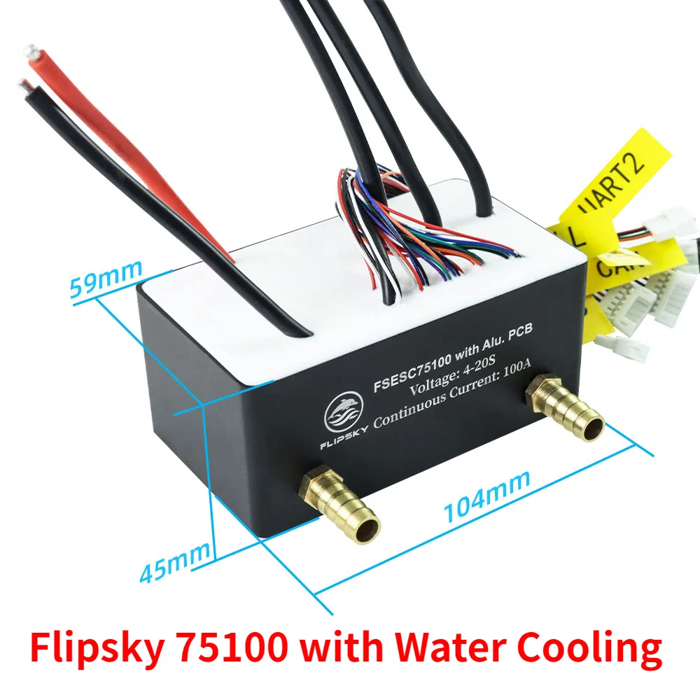 Brushless ESC Flipsky 75100 con custodia di raffreddamento ad acqua regolatore di velocità impermeabile 84V basato su VESC per tavola da surf Sup