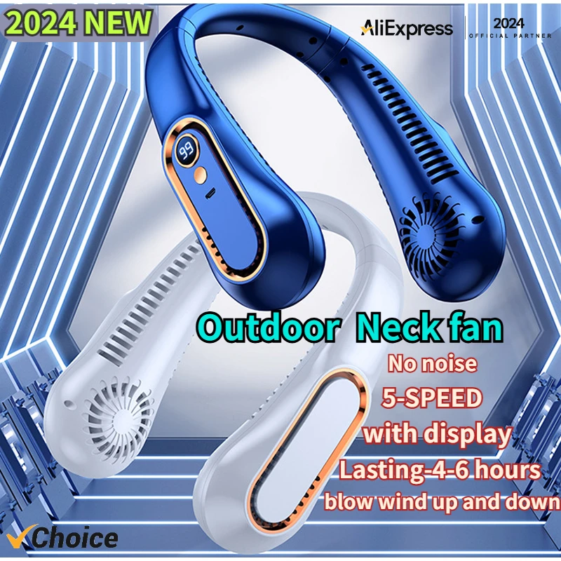 휴대용 걸이식 목 선풍기 블레이드리스 넥밴드, 선풍기 디스플레이 전원 에어 쿨러, USB 충전식 선풍기, 스포츠 야외 작업 
