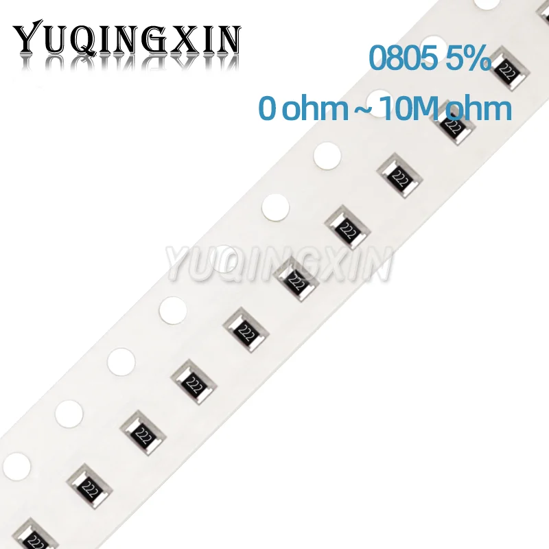 مقاوم رقاقة SMD ، 0805 5% ، 1 8 واط ، 0R-10M ، 10R ، 47R ، 100R ، 220R ، 330R ، 470R ، 1K ، 2.2K ، 4.7K ، 10K ، 47K ، 100K, 10, 100, 220, 330, 470 ohm, 5000 قطعة