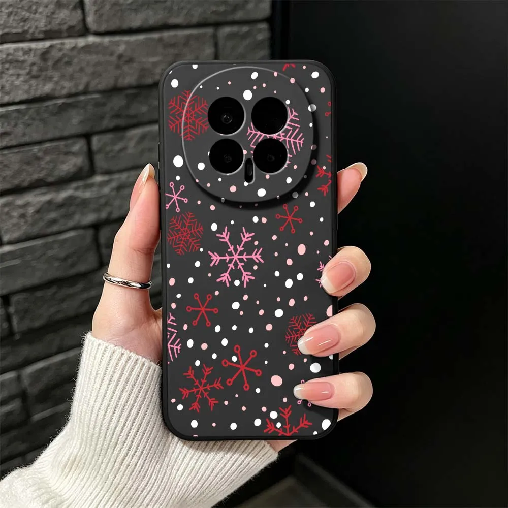 Gold Snowflake Sticker For Honor 600 500 400 300 200 100 90 80 70 SE Smart Lite Pro Ultra GT 5G Black Cover Phone Case
