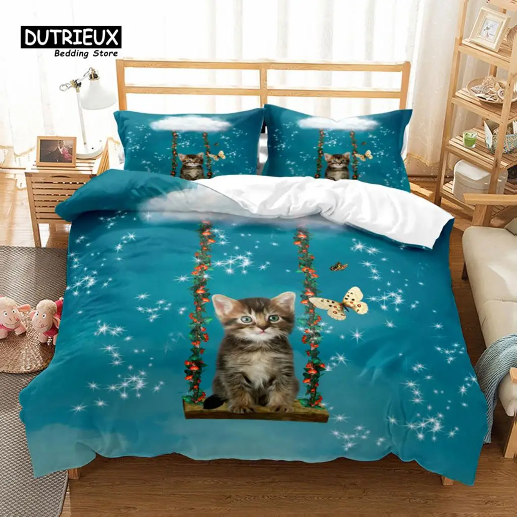 

Kittens Animal Duvet Cover Set Fashion Cat Bedding Set Soft Comfortable Breathable Duvet Cover For Bedroom Guest Room Decor