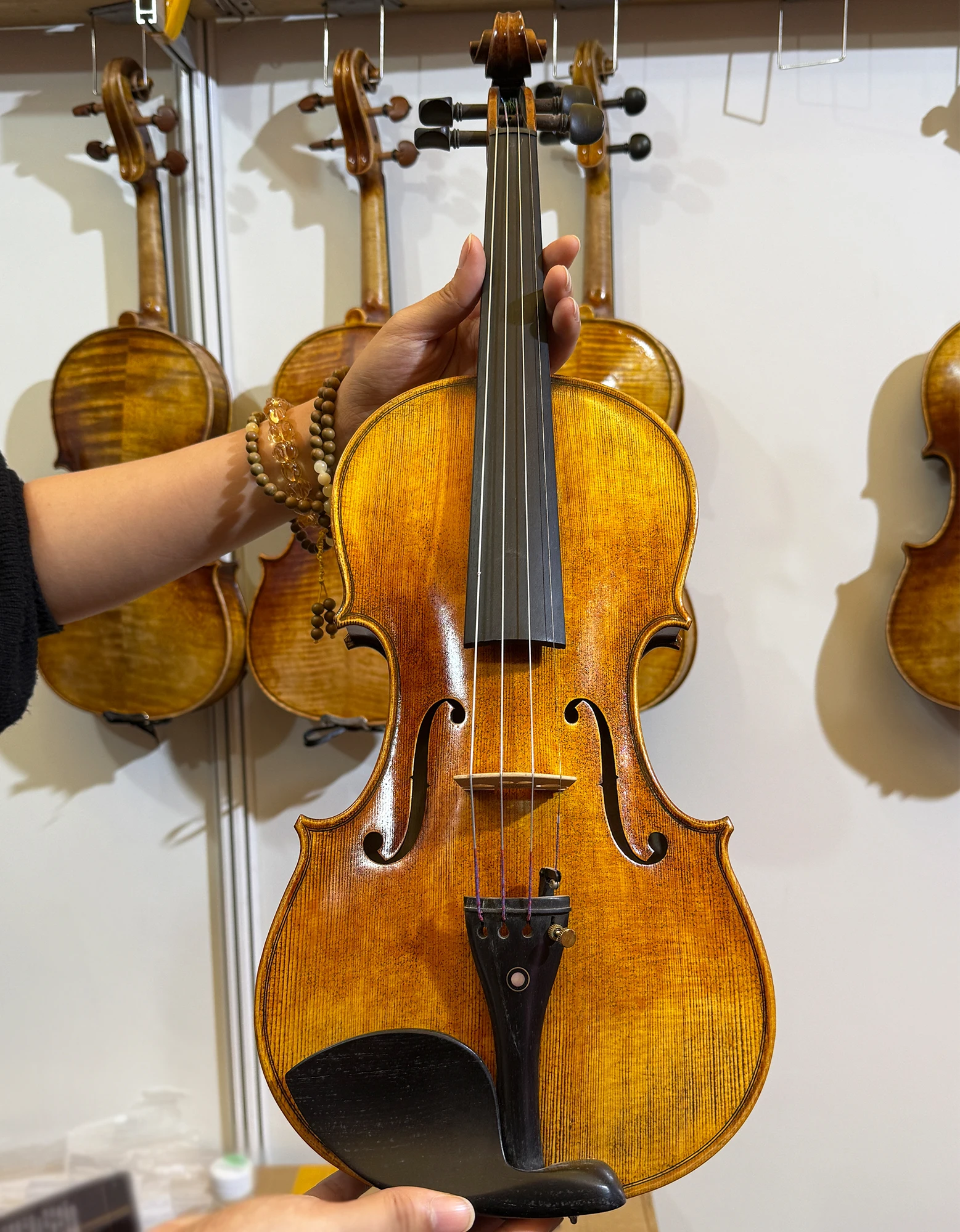 4/4 Vintage Handmade Violin, Two-Piece Flamed Maple, Ebony Parts, Complete Set Case/Bow, for Student, Adult & Stage