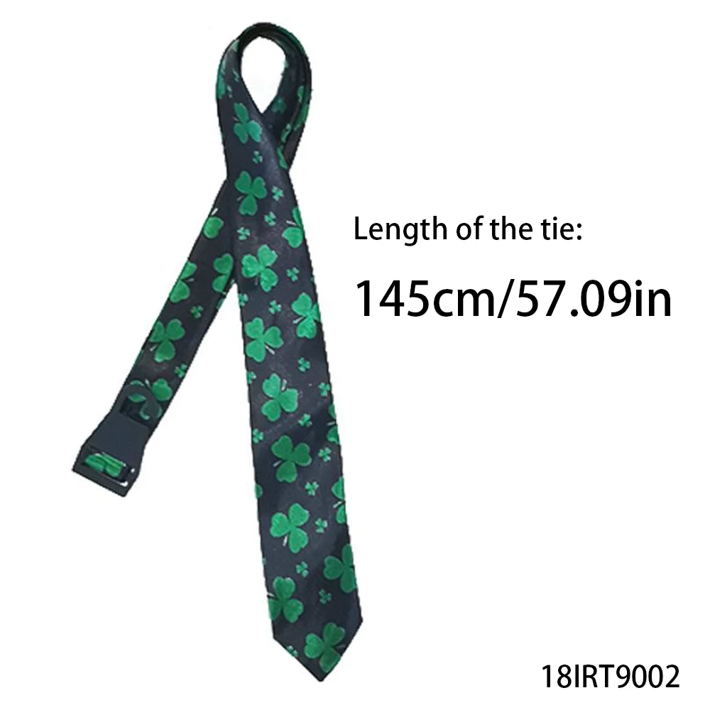 Lucky St. Patrick’s Day Costume Accessory: Shamrock-Print Necktie – Festive Green & Black Irish Celebration Outfit Accent
