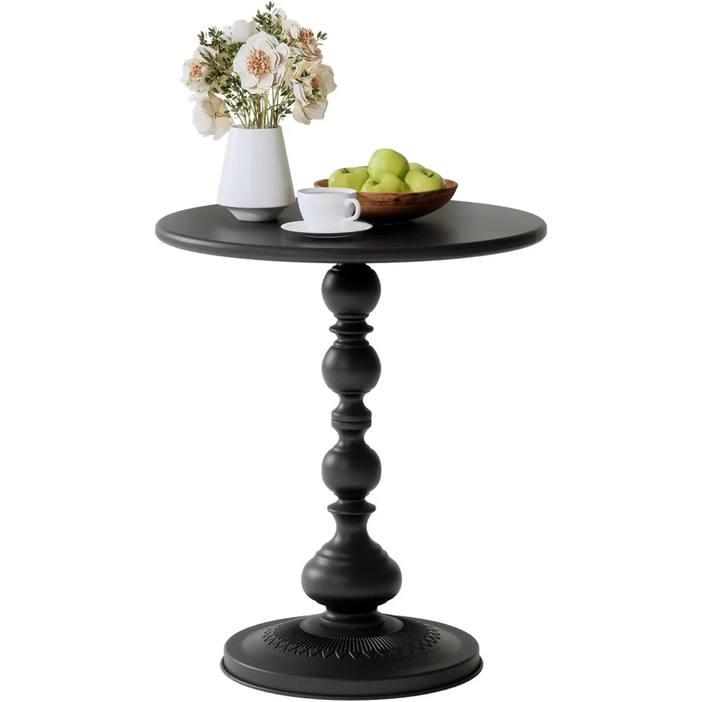 

XIV Metal Small Round Side End Table, Vintage Matte Coffee Drink Cocktail Table, Accent Pedestal Table for Living Room Corners a