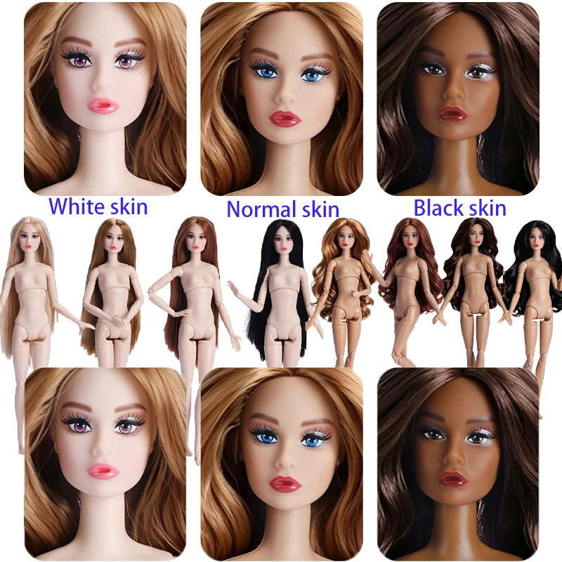 1/6 Supermodel Female Doll Body 22 Joint Moveable Fashion Makeup Nylon Curly/Straight Hair 30cm Doll Dress Up Collectible Figure