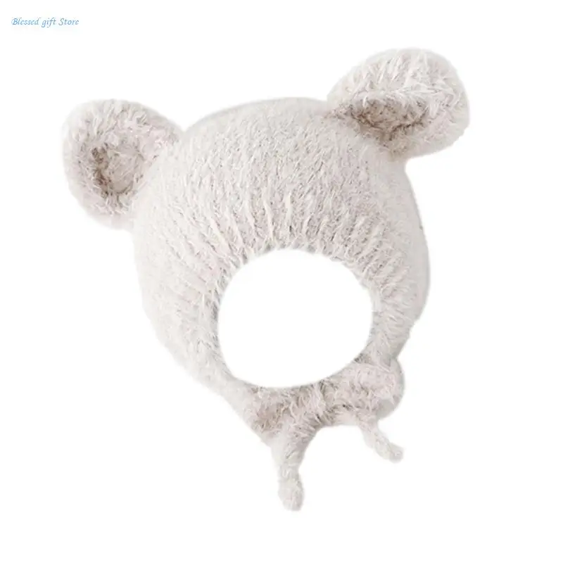 

Cartoon Knitted Hat Newborns Ear Protections Bonnet Breathable Baby Warm Hat