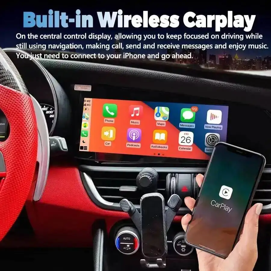 S Touch Screen Car Radio For Alfa Romeo Giulia Stelvio 2016-2024 Android 15 Car Multimedia Player GPS Navigation Stereo Carplay
