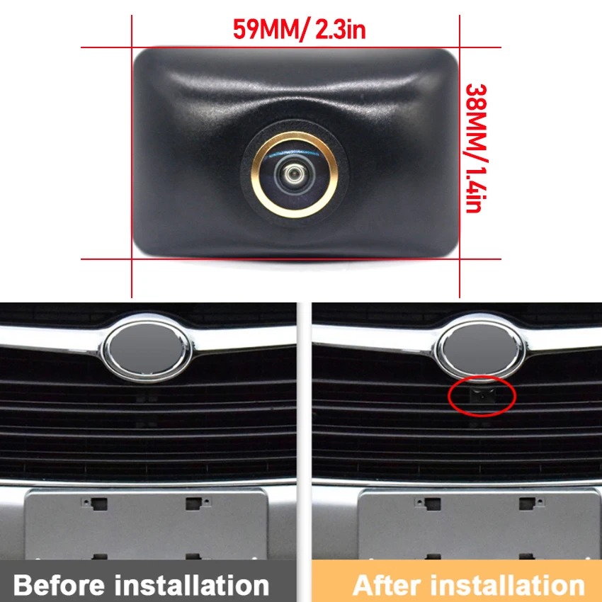 كاميرا أمامية للسيارة تويوتا هايلاندر XU50 2014 2015 2016 2017 CCD للرؤية الليلية عدسة عين السمكة الذهبية كاميرا أمامية للسيارات