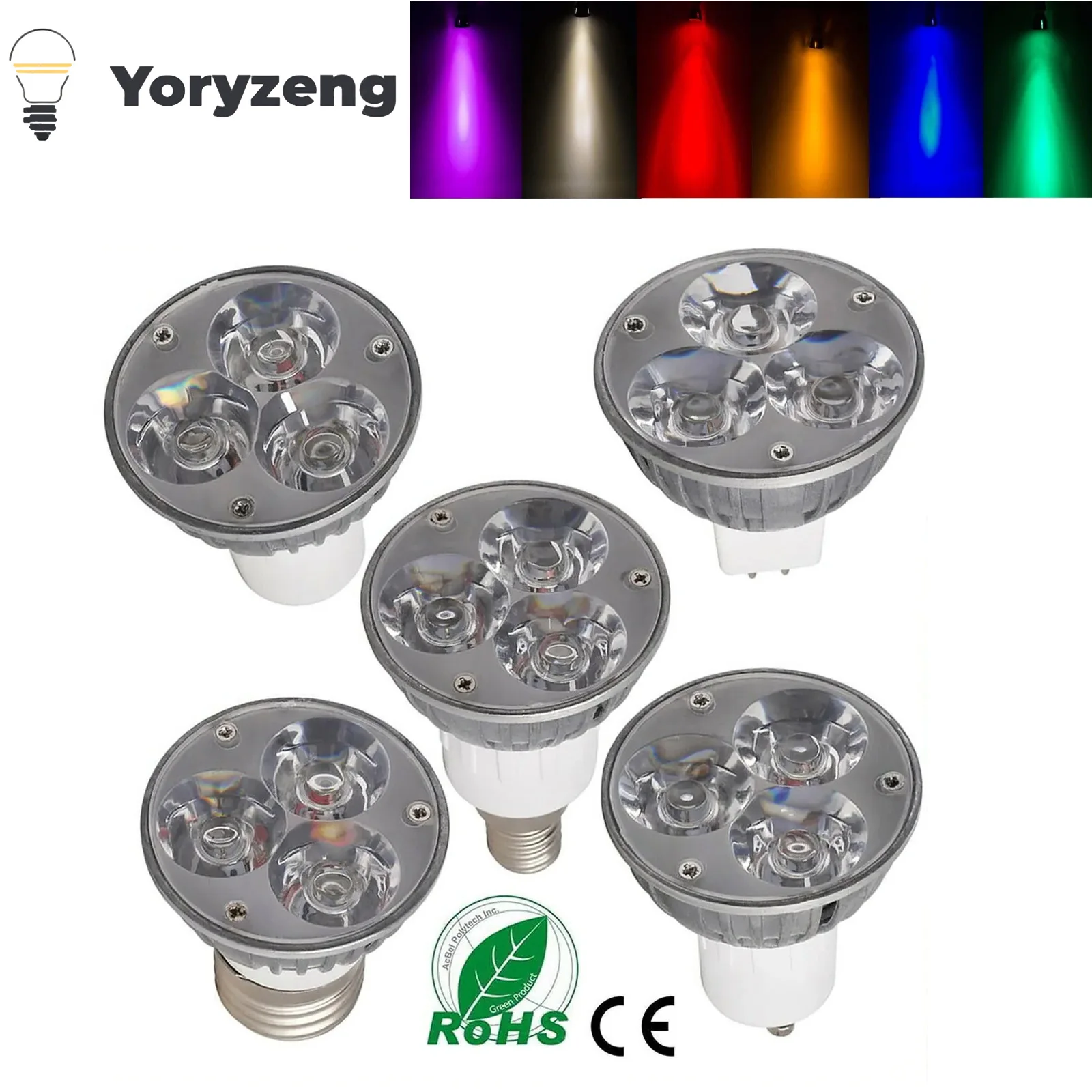 3W Dimmable GU10 E27 E14 MR16 GU5.3 LED Spotlight Bulbs Cold Warm Neutral White Red Blue Yellow Replace 30W Halogen Lamp