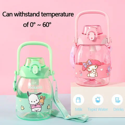 1200ML MINISO Sanrios Anime Cinnamoroll Pochacco Kuromi Tritan Material Vattenflaska Mugg Stor Kapacitet Plastmuggar med Sugrör 8 best sales kawaii kanelbulle - №6