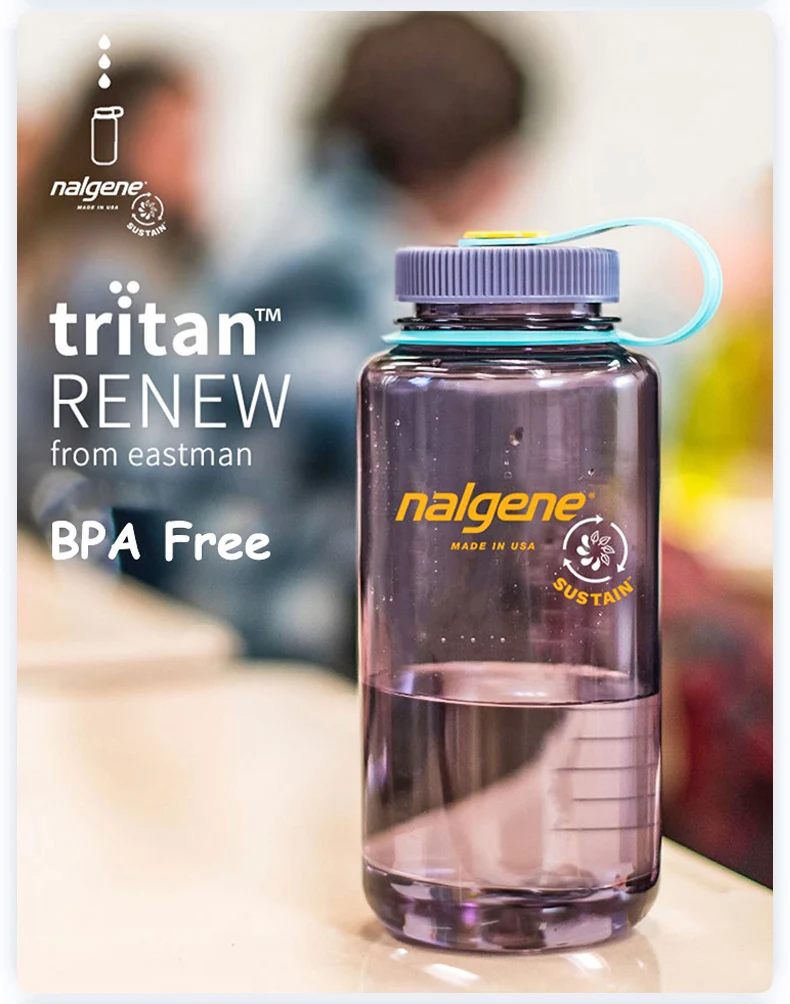 Nalgene 500ml 1L Wasserflasche mit breiter Öffnung, stoßfest, auslaufsicher, für Wandern, Camping, Radfahren, Schule, Reisen, Outdoor-Sport – Detail 4