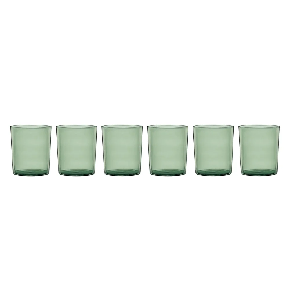 Stackable Green Glasses Set of 6 16 oz Dishwasher Safe Ergonomic Design Perfect Any Beverage Easy Storage