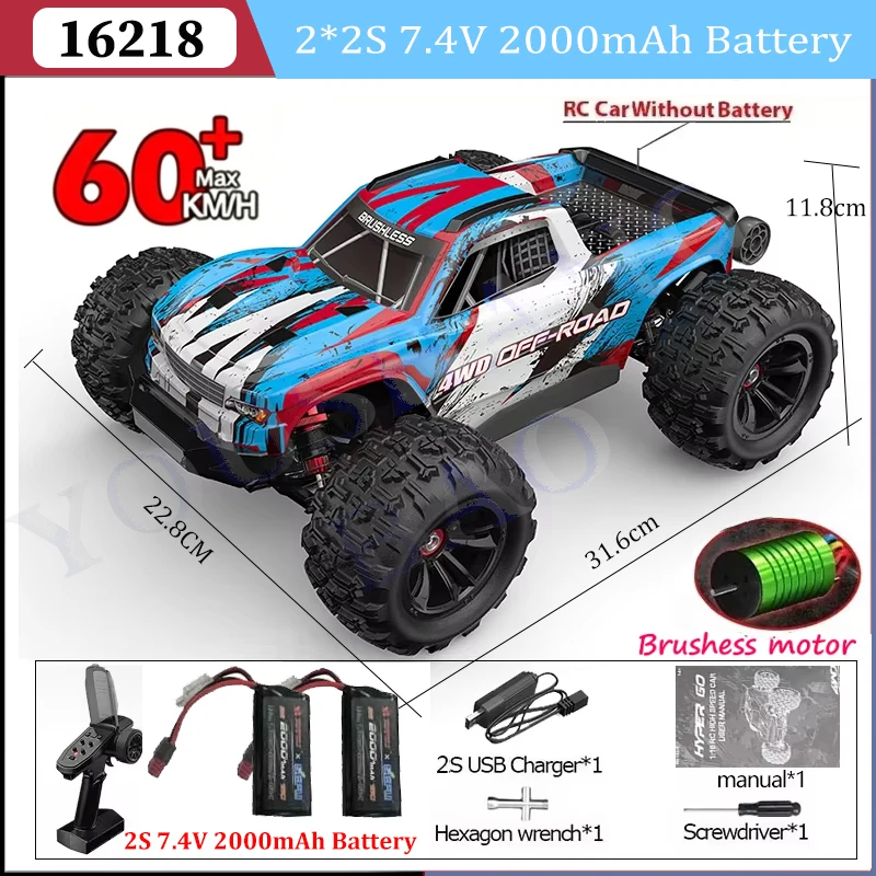 MJX Hyper Go 16212 16213 16218 1/16 4WD RC Car 60KM/H Brushless RC Racing Car 2.4G Remote Control Cars Off-Road Truck Toys image 3
