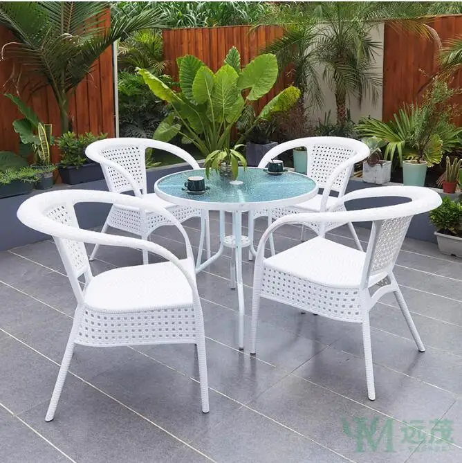 

Outdoor Table and chair Courtyard umbrella with sun umbrella casual non-rattan chair three-piece set balcony tea Table and chair