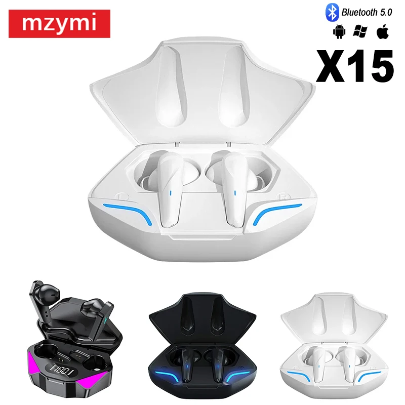 

mzymi X15 TWS Gaming Earbuds Wireless Bluetooth Earphones Bass Audio Sound Positioning 9D Stereo Music HiFi Headset For Gamer