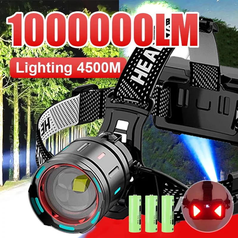 

1000000LM Powerful Headlamp 800W Led Sensor Head Flashlight High Power Headlamps 18650 Rechargeable Head Lantern Fishing Camping