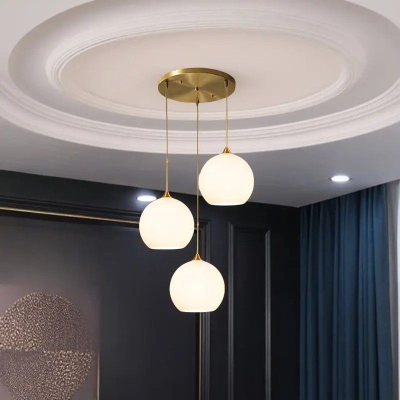 Nordic Creative Minimalist Luxury Glass Metal 3-Light LED Pendant Light Dining Room Table Restaurant Home Decor Novelty New