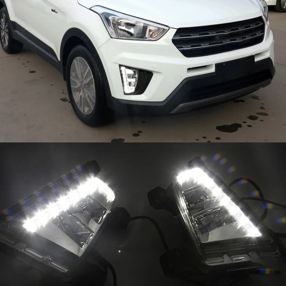 New！ CSCSNL 1 set For Hyundai IX25 Creta 2014 2015 2016 Car LED Driving DRL Daytime Running Lights Daylight 12V ABS Fog Lamp Cov