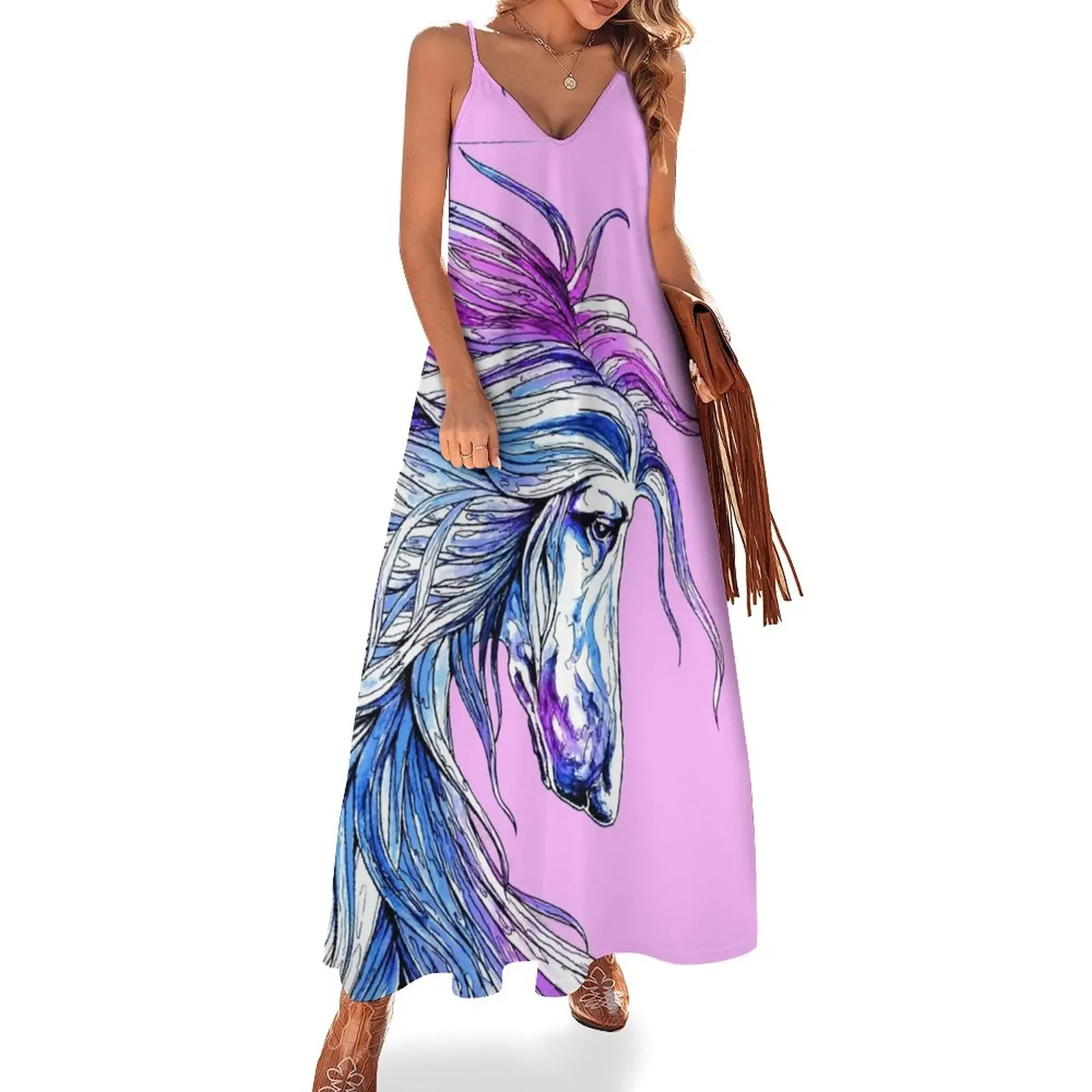

Afghan Hound. Blue and Fuchsia. Sleeveless Dress clothes for women summer dresses women 2025 Women long dress Dress