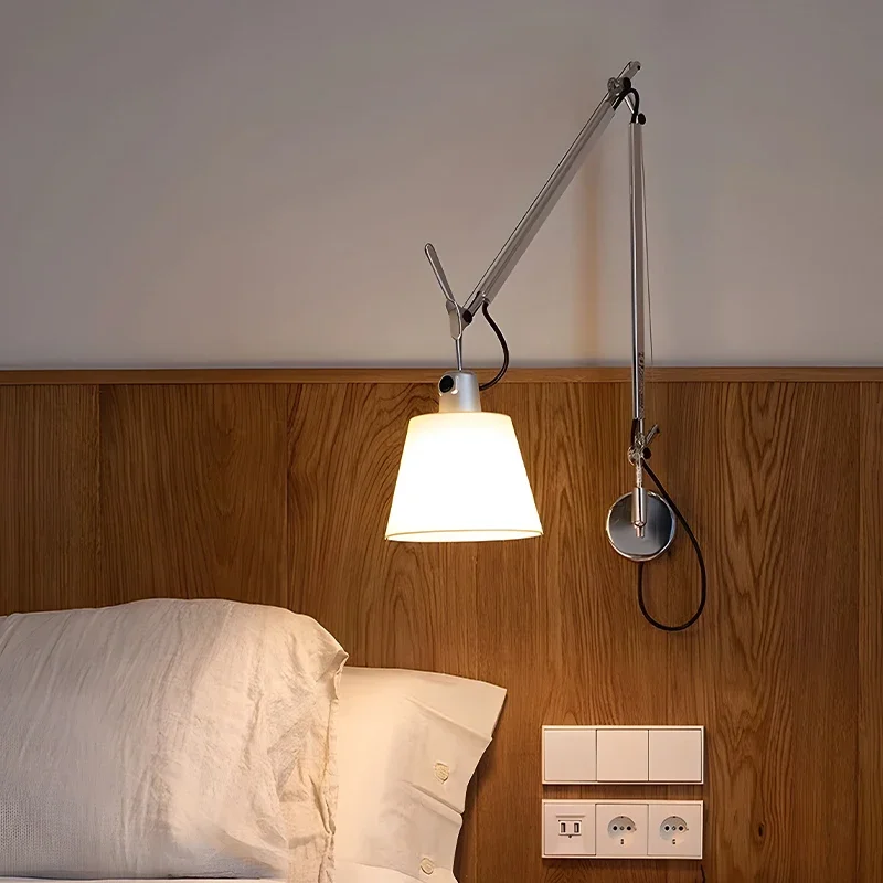 Rocker arm telescopic designer simple creative study bedroom bedside reading medieval wall lamp