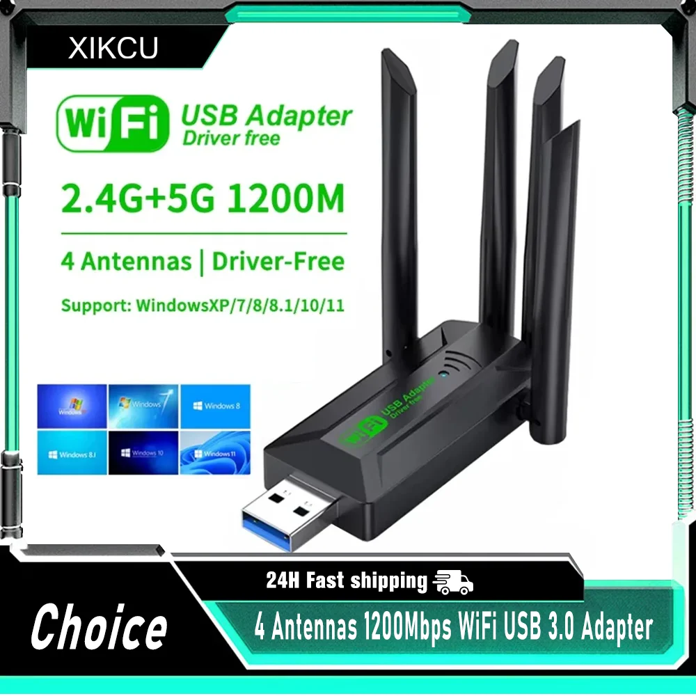 

Оригинальный 4 антенны 1200 Мбит/с Wi-Fi USB 3.0 адаптер 2,4G/5GHZ двухдиапазонный Wi-Fi ключ Беспроводная сетевая карта 802.11AX для Win 11/10