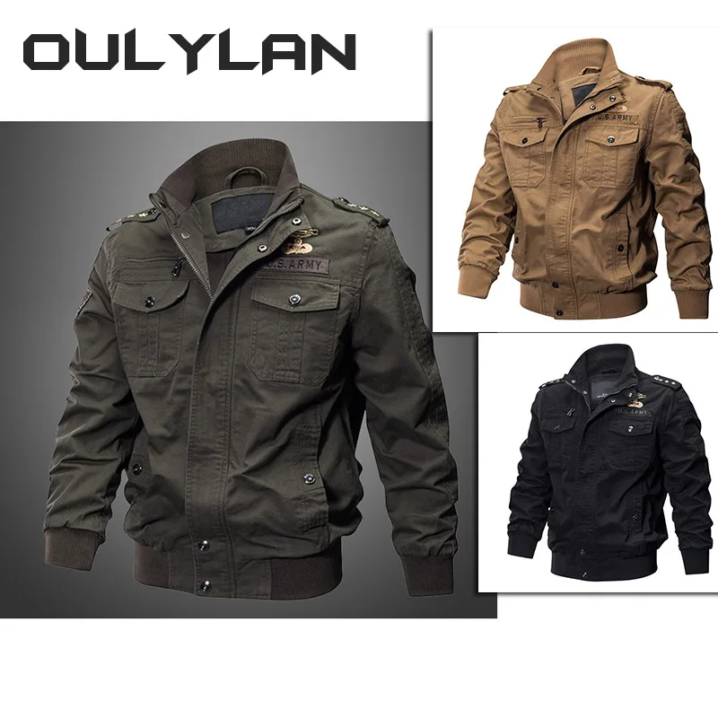 

Oulylan NEW Jacket Stand-collar Motorcycle Outwear Men's Military Uniform, Special Forces Pilot Jacket, Tactical Coat