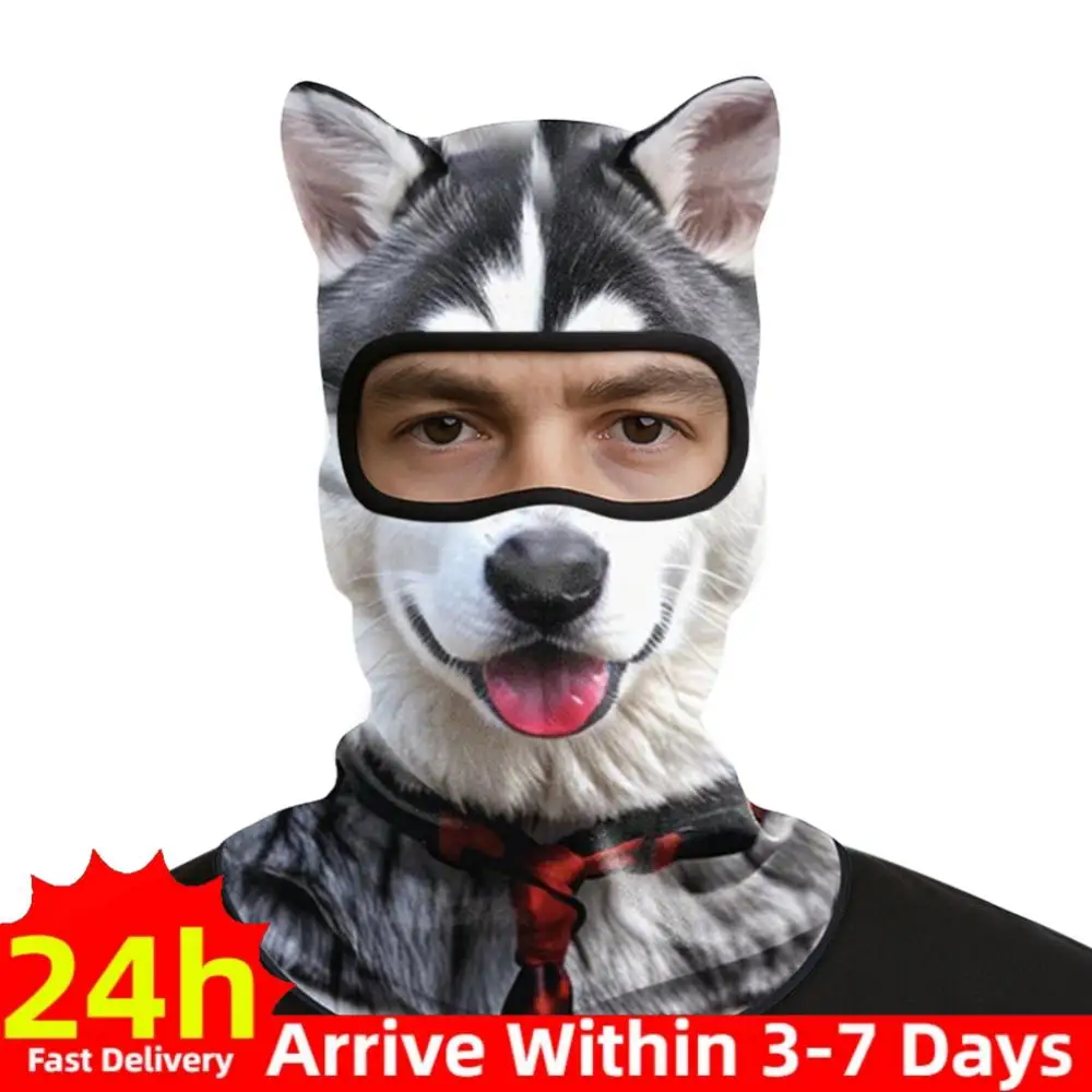 

3D-балаклава с милым животным принтом, дышащая, мягкая, полнолицевая маска-капюшон для мотоцикла и активного отдыха
