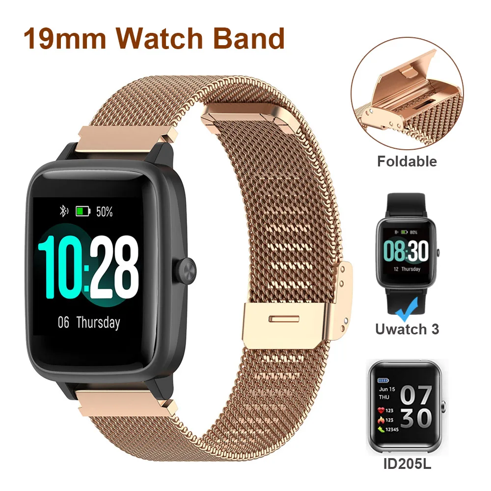 Stainless Steel 19mm Mesh Watch Band ID205L ID205 Strap Metal for Uwatch3 GT Ufit Smart Watch SW023 SW021 SW020 Wristband